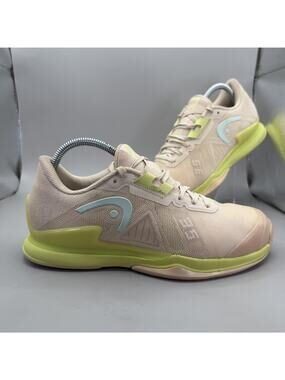 Head Women's Pale Beige Sneakers with Lime Green and Light Blue Accents